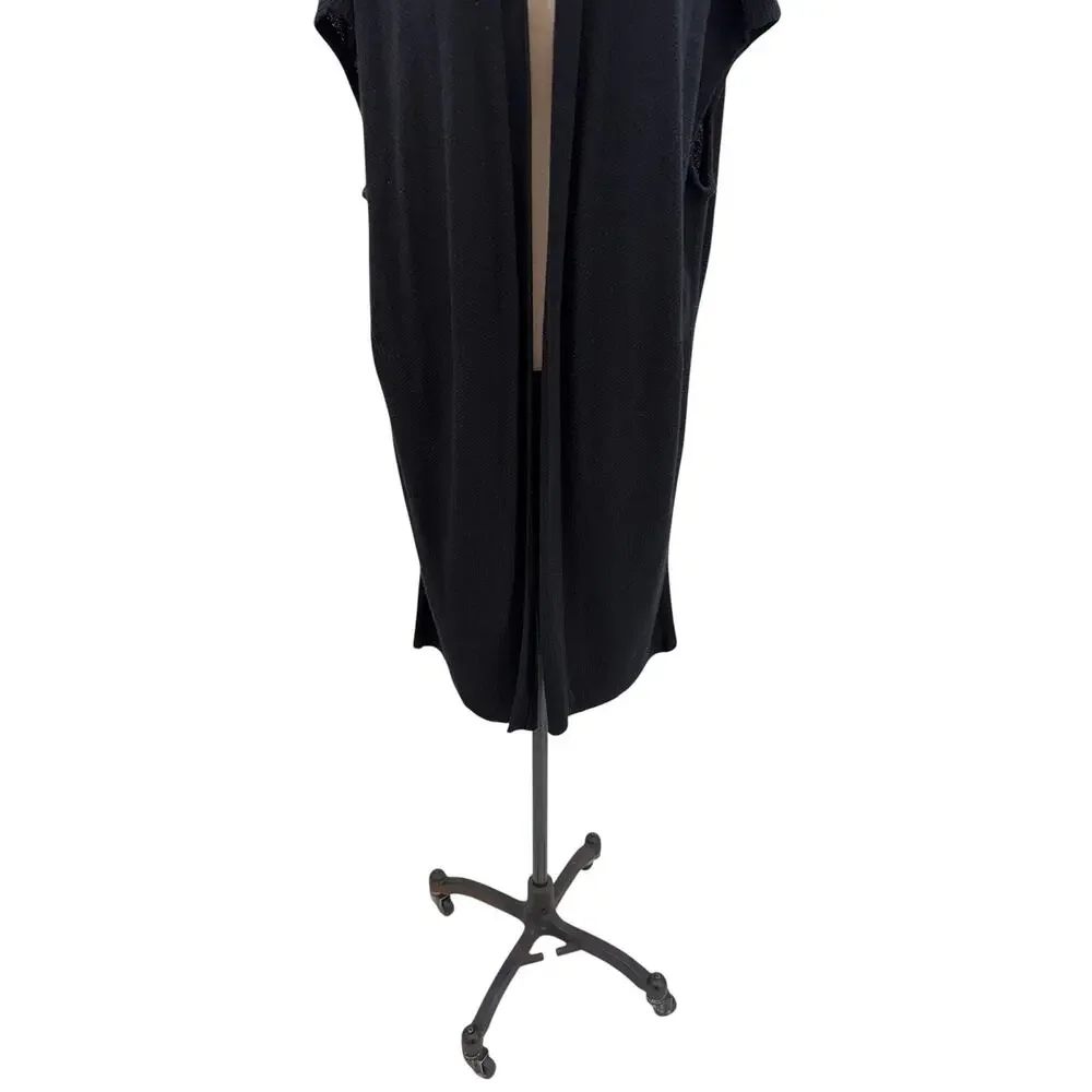 Vince‎ Black Cashmere Wool Open Front Duster Cardigan Sweater Size Large